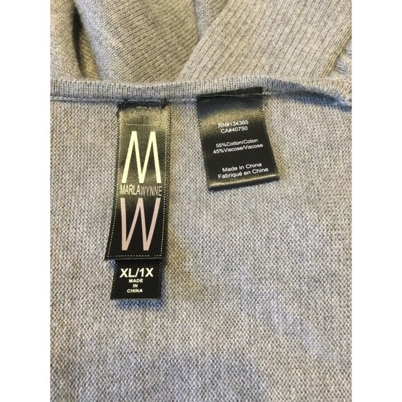 Marla Wynne Women's Sweater Knit V Neck Poncho Gray Medium Pullover - Picture 4 of 4